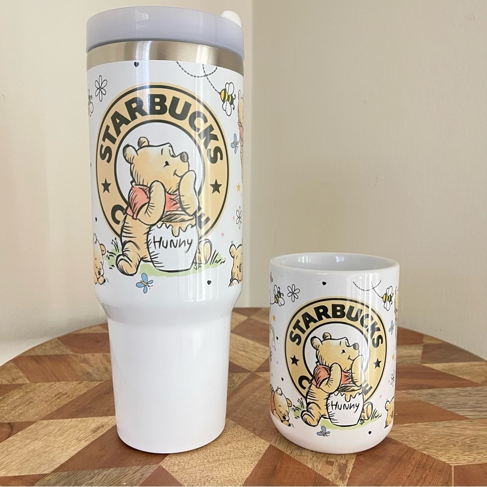 NEW 2 pcs Fashion cup Disney Winnie the Pooh 40 oz Tumbler and 15 oz mug.